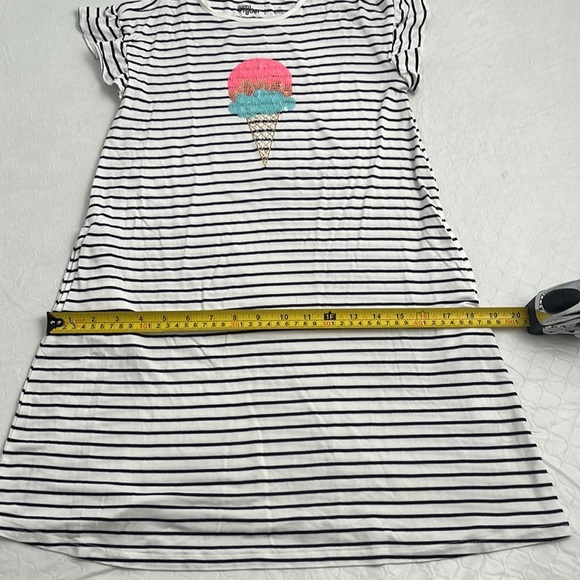 Rumi and Ryder sequin ice cream cone navy and white striped dress with pockets - Picture 3 of 7